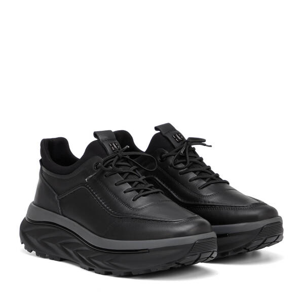 Siyah Hakiki Deri Erkek Sneaker - E26S1AY57828-A23 - 2