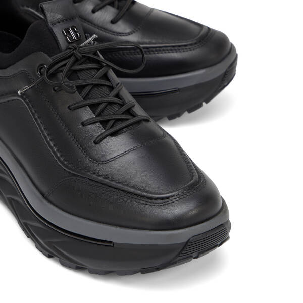 Siyah Hakiki Deri Erkek Sneaker - E26S1AY57828-A23 - 3