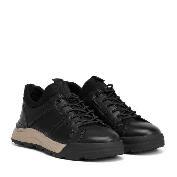Siyah Hakiki Deri Erkek Sneaker - E26S1AY57830-A23 - 2