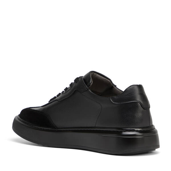 Siyah Hakiki Deri Erkek Sneaker - E26S1AY57841-A23 - 4