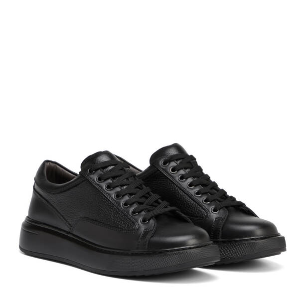 Siyah Hakiki Deri Erkek Sneaker - E26S1AY57843-A23 - 2