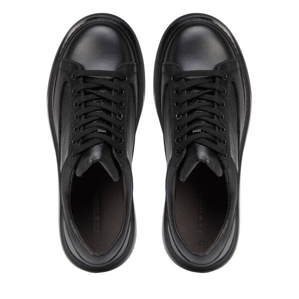 Siyah Hakiki Deri Erkek Sneaker - E26S1AY57843-A23 - 5