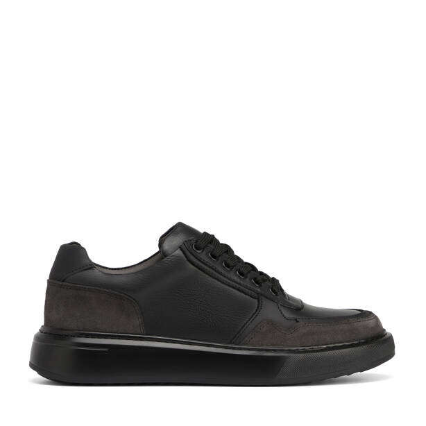 Siyah Hakiki Deri Erkek Sneaker - E26S1AY57845-A23 