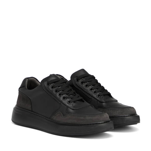 Siyah Hakiki Deri Erkek Sneaker - E26S1AY57845-A23 - 2