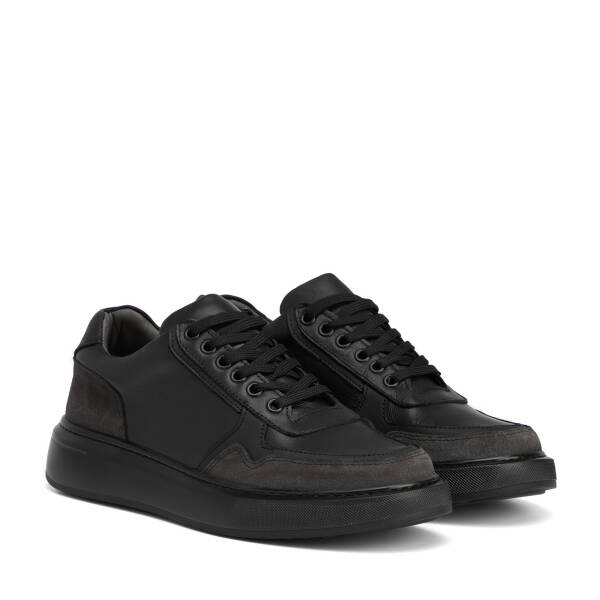 Siyah Hakiki Deri Erkek Sneaker - E26S1AY57845-A23 - 2