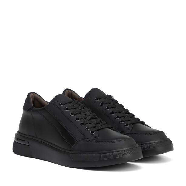Siyah Hakiki Deri Erkek Sneaker - E26S1AY57848-A23 - 2