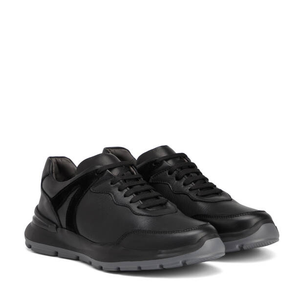 Siyah Hakiki Deri Erkek Sneaker - E26S1AY57854-A23 - 2