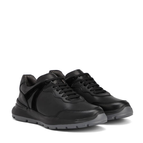 Siyah Hakiki Deri Erkek Sneaker - E26S1AY57854-A23 - 2
