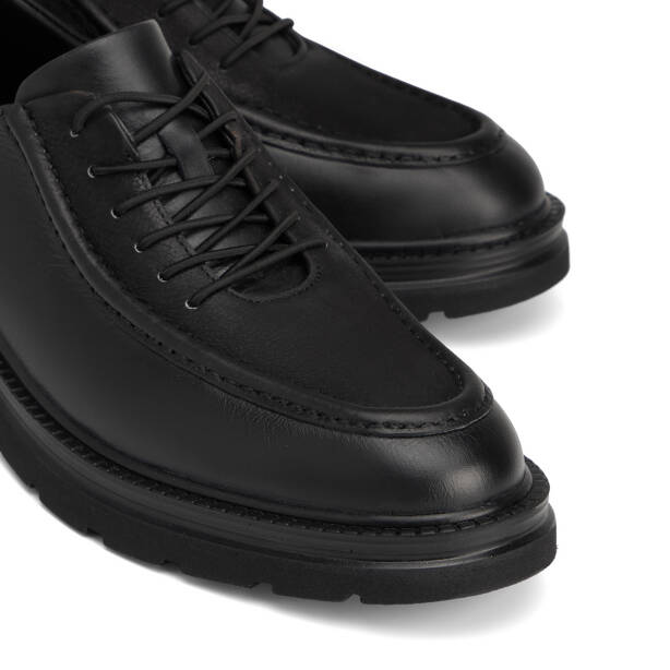 Siyah Hakiki Deri Erkek Sneaker - E26S1AY57871-A23 - 3