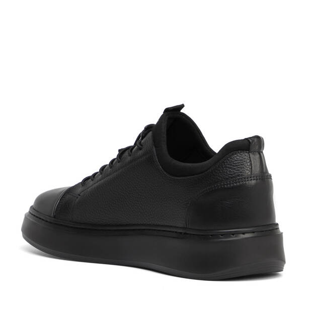 Siyah Hakiki Deri Erkek Sneaker - E26S1AY57877-A23 - 4