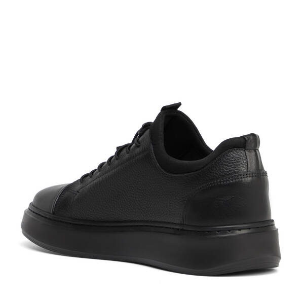 Siyah Hakiki Deri Erkek Sneaker - E26S1AY57877-A23 - 4