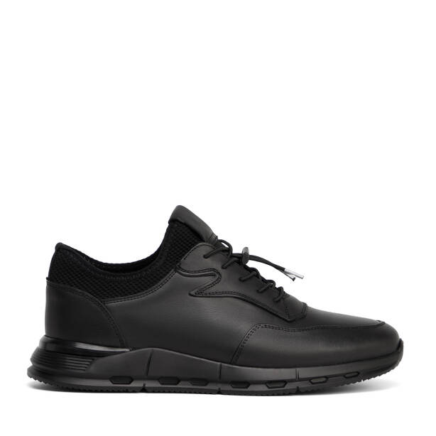Siyah Hakiki Deri Erkek Sneaker - E26S1AY57878-A23 - 1