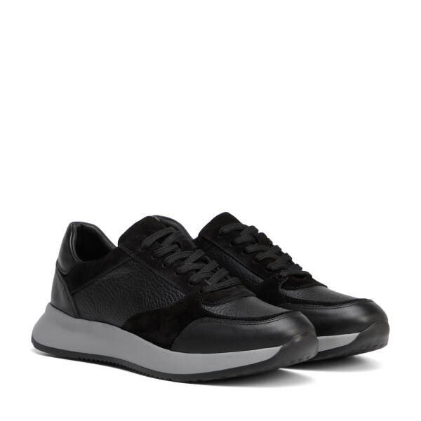 Siyah Hakiki Deri Erkek Sneaker - E26S1AY57906-A23 - 2