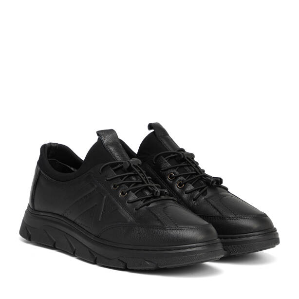 Siyah Hakiki Deri Erkek Sneaker - E26S1AY57931-A23 - 2