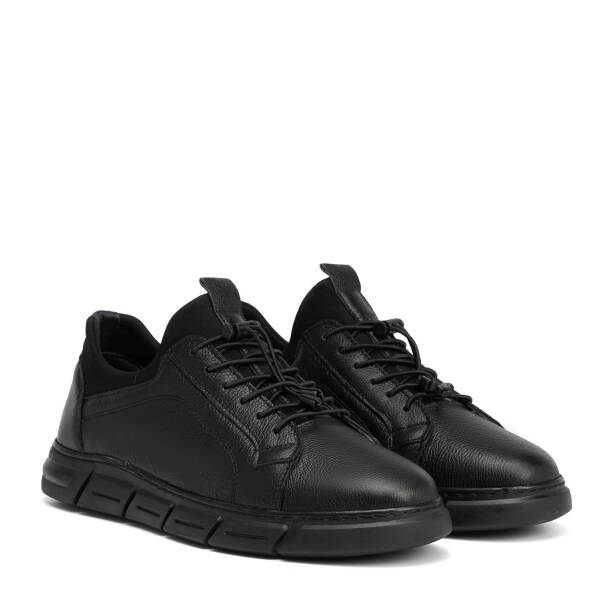 Siyah Hakiki Deri Erkek Sneaker - E26S1AY57932-A23 - 2