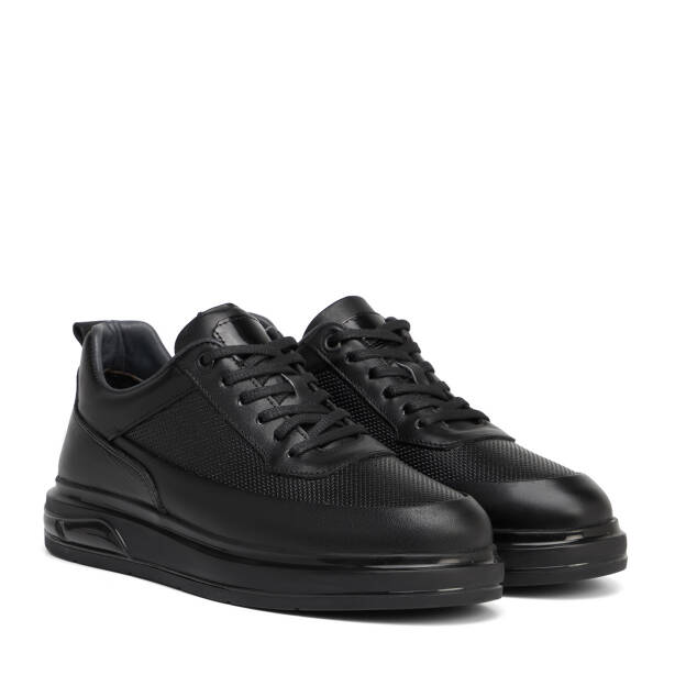 Siyah Hakiki Deri Erkek Sneaker - E26S1AY57937-A23 - 2