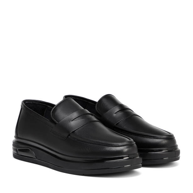 Siyah Hakiki Deri Erkek Sneaker - E26S1AY57940-A23 - 2