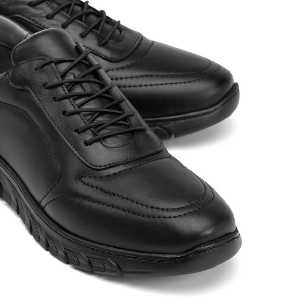 Siyah Hakiki Deri Erkek Sneaker - E4MEAY057781-A23 - 3