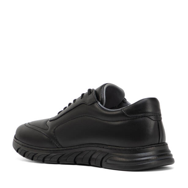 Siyah Hakiki Deri Erkek Sneaker - E4MEAY057781-A23 - Tergan Four Season