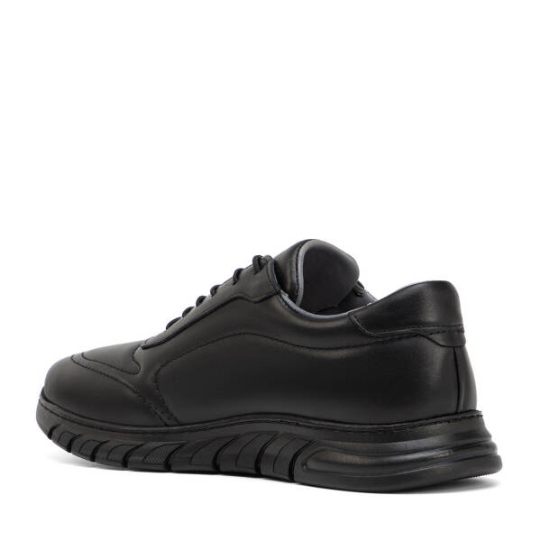 Siyah Hakiki Deri Erkek Sneaker - E4MEAY057781-A23 - 4