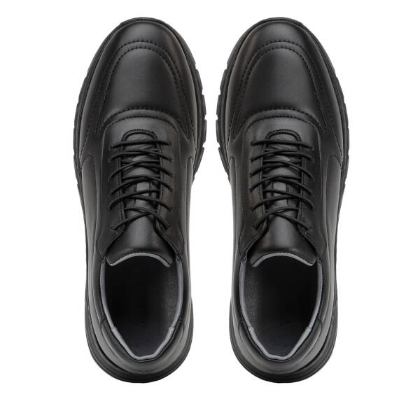 Siyah Hakiki Deri Erkek Sneaker - E4MEAY057781-A23 - 5