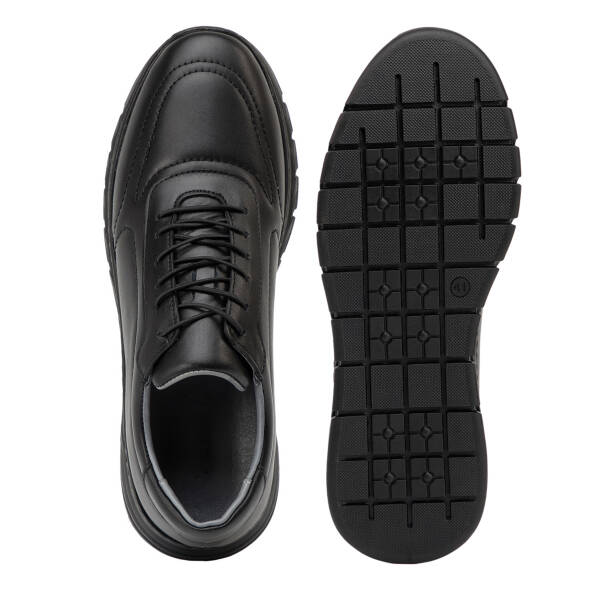 Siyah Hakiki Deri Erkek Sneaker - E4MEAY057781-A23 - Tergan Four Season