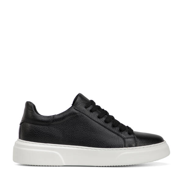 Siyah Hakiki Deri Erkek Sneaker - E4MEAY057782-A41 - 1