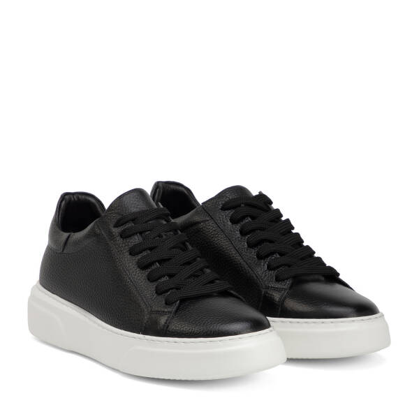 Siyah Hakiki Deri Erkek Sneaker - E4MEAY057782-A41 - 2