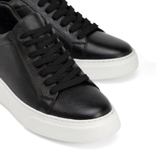 Siyah Hakiki Deri Erkek Sneaker - E4MEAY057782-A41 - Tergan Four Season