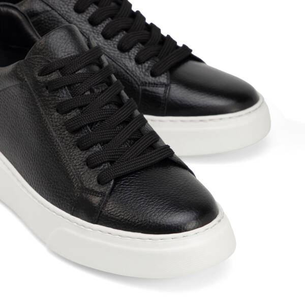 Siyah Hakiki Deri Erkek Sneaker - E4MEAY057782-A41 - 3