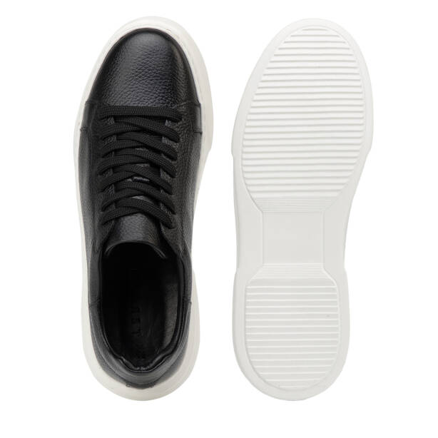 Siyah Hakiki Deri Erkek Sneaker - E4MEAY057782-A41 - Tergan Four Season