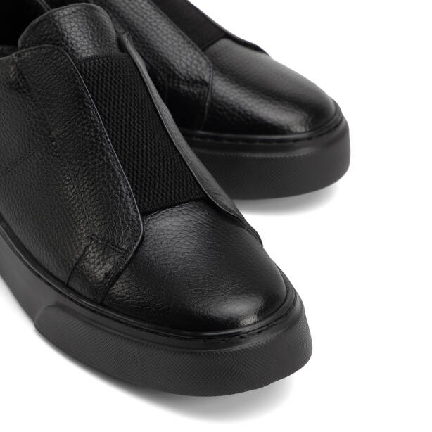 Siyah Hakiki Deri Erkek Sneaker - E4MEAY057783-A41 - Tergan Four Season