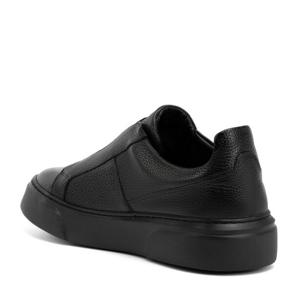 Siyah Hakiki Deri Erkek Sneaker - E4MEAY057783-A41 - Tergan Four Season