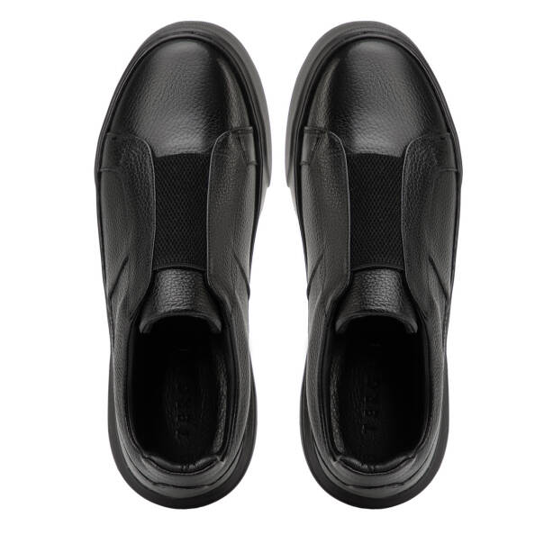 Siyah Hakiki Deri Erkek Sneaker - E4MEAY057783-A41 - Tergan Four Season