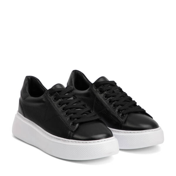 Siyah Hakiki Deri Erkek Sneaker - E4MEAY057784-A23 - 2