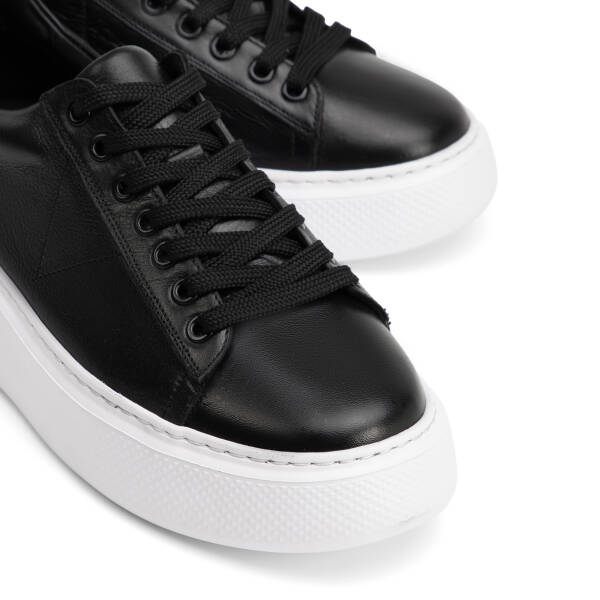 Siyah Hakiki Deri Erkek Sneaker - E4MEAY057784-A23 - 3