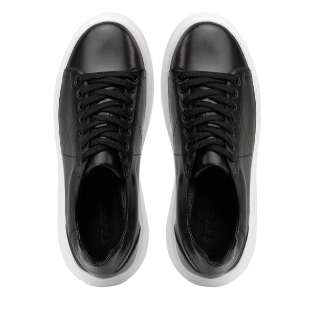 Siyah Hakiki Deri Erkek Sneaker - E4MEAY057784-A23 - Tergan Four Season
