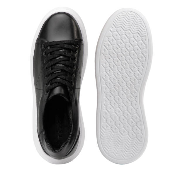 Siyah Hakiki Deri Erkek Sneaker - E4MEAY057784-A23 - Tergan Four Season