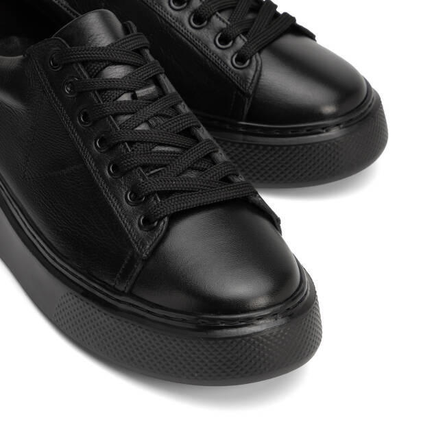 Siyah Hakiki Deri Erkek Sneaker - E4MEAY057784-L6O - Tergan Four Season