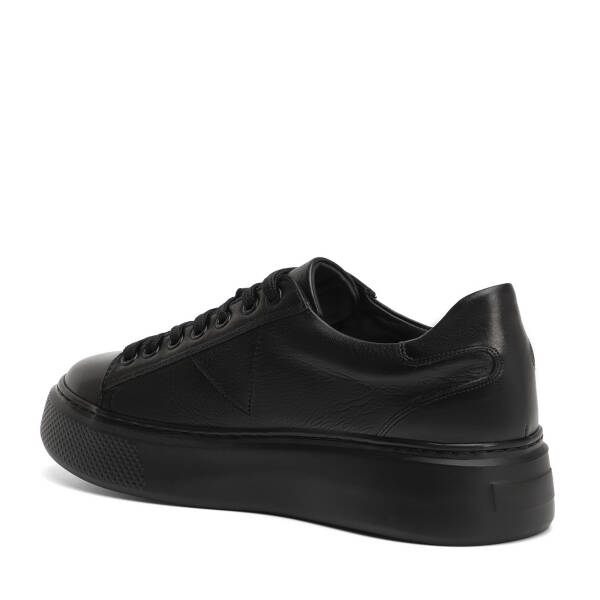 Siyah Hakiki Deri Erkek Sneaker - E4MEAY057784-L6O - 4