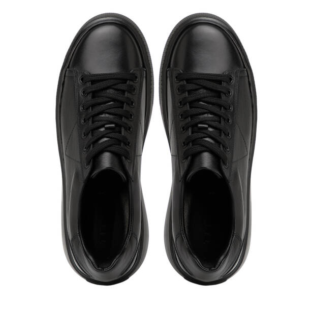 Siyah Hakiki Deri Erkek Sneaker - E4MEAY057784-L6O - Tergan Four Season