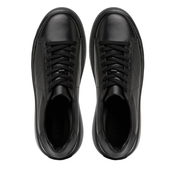 Siyah Hakiki Deri Erkek Sneaker - E4MEAY057784-L6O - 5