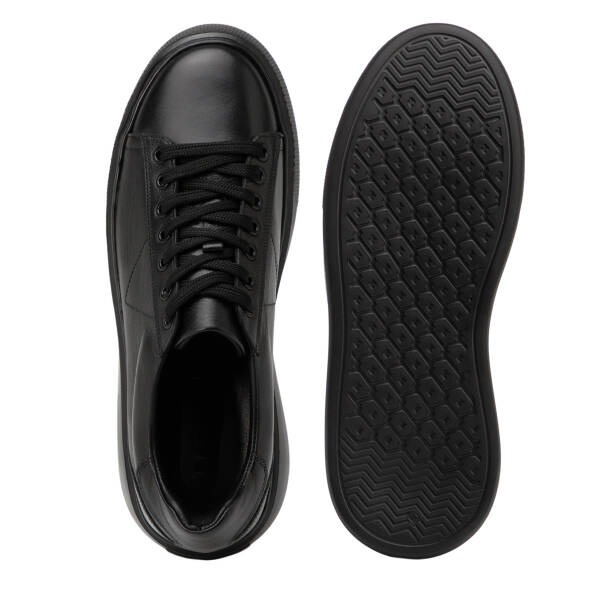 Siyah Hakiki Deri Erkek Sneaker - E4MEAY057784-L6O - Tergan Four Season