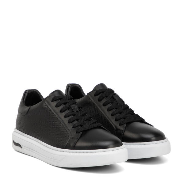 Siyah Hakiki Deri Erkek Sneaker - E4MEAY057785-A23 - 2