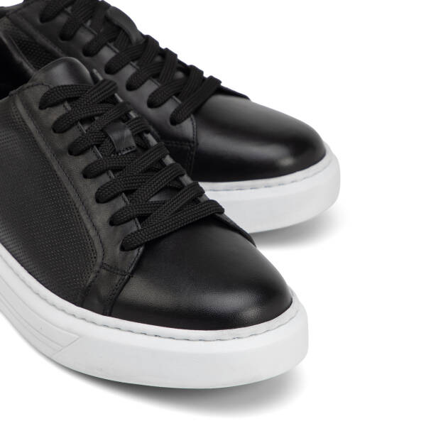 Siyah Hakiki Deri Erkek Sneaker - E4MEAY057785-A23 - 3