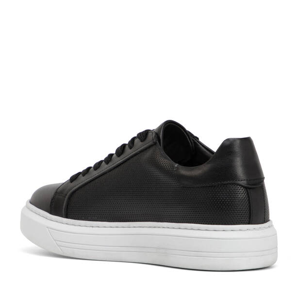 Siyah Hakiki Deri Erkek Sneaker - E4MEAY057785-A23 - Tergan Four Season