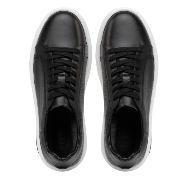 Siyah Hakiki Deri Erkek Sneaker - E4MEAY057785-A23 - 5