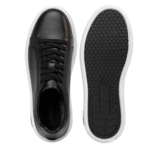 Siyah Hakiki Deri Erkek Sneaker - E4MEAY057785-A23 - 6