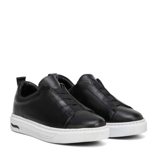 Siyah Hakiki Deri Erkek Sneaker - E4MEAY057786-A41 - 2