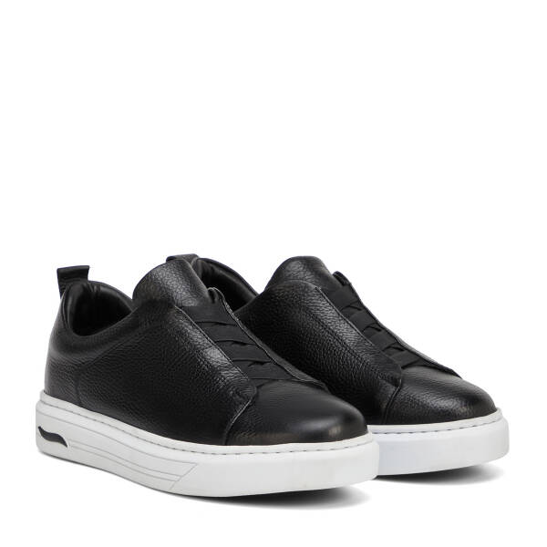 Siyah Hakiki Deri Erkek Sneaker - E4MEAY057786-A41 - 2